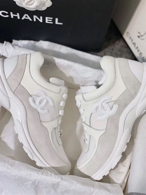 chanel grey and white sneakers|chanel light grey white shoes.